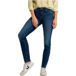 Niebieskie Jeansy rurki damskie do prania w pralce gładkie dżinsowe o szerokości 31 na wiosnę marki LEE 