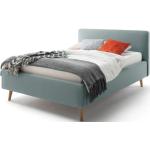 Szare Łóżka do sypialni tapicerowane w stylu skandynawskim marki Meise 