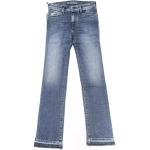 Niebieskie Proste jeansy damskie z frędzlami rurki dżinsowe marki Jacob Cohen 