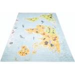 Przecenione Niebieskie Dywany dla dzieci z motywem mapy świata w stylu skandynawskim marki Profeos.eu 