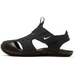 Czarne Sandały skórzane dla chłopców Rzepy gładkie ze skóry syntetycznej na lato marki Nike Sunray Protect 2 w rozmiarze 18,5 