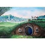 Norka hobbit obraz akwarela papier 35x50 Władca Pierścieni LOTR film książka