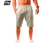 Khaki Krótkie spodnie męskie gładkie w stylu casual bawełniane na lato w rozmiarze XL 