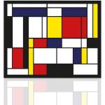 Obraz Hołd Sztuka Współczesna Mondrian Obraz Nowoczesny Kompozycja, Opera Nowoczesna Drewniana Rama Ręcznie