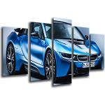Obraz ścienny - samochód sportowy, BMW i8, niebies