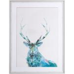 Niebieskie Obrazy z efektem postarzenia z motywem jeleni w stylu skandynawskim 