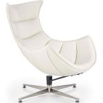 Białe Fotele obrotowe rozkładane w nowoczesnym stylu ze skóry syntetycznej marki ELIOR 