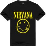 Czarne Koszulki kibica męskie z krótkimi rękawami bawełniane na lato w rozmiarze XL Nirvana 