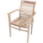 Brązowe Krzesła ogrodowe sztaplowane z litego drewna marki Garden Pleasure 