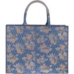 Niebieskie Shopper bags eleganckie z tkaniny marki FURLA 
