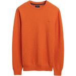 Pomarańczowe Swetry męskie z okrągłym dekoltem na zimę marki Gant 