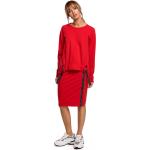 Czerwone Spódnice ołówkowe damskie z lampasami z elastanu marki MOE w rozmiarze XL 