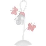 Różowe Lampy stołowe z kloszem z motywem motyli przezroczyste metalowe - gwint żarówki: E14 