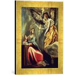 Oprawiony obraz El Greco "Zapowieszenie na Maria", druk artystyczny w wysokiej jakości ręcznie wykonanej ramce na obrazy, 30 x 40 cm, Gold Raya