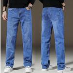 Błękitne Elastyczne jeansy męskie do prania ręcznego dżinsowe na jesień 