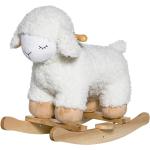 Brązowy Konik na biegunach z motywem Owce w stylu skandynawskim bukowy 
