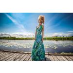 Niebieskie Zwiewne sukienki damskie na lato marki Milita Nikonorov 