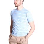 Niebieskie Koszulki męskie z krótkimi rękawami w paski eleganckie marki PAUL & SHARK w rozmiarze L 
