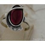 penelopa - srebrny pierścionek z ametystem i kryształkami