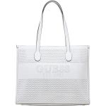 Białe Shopper bags damskie z odpinanym paskiem eleganckie ze skóry marki Guess Katey 