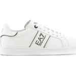 Białe Sneakersy skórzane męskie gładkie w stylu casual z gładkiej skóry marki Emporio Armani w rozmiarze 40 
