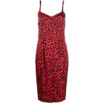 Czerwone Sukienki midi damskie na cienkich ramiączkach w panterkę z dekoltem w serek do kolan na lato marki Dolce & Gabbana w rozmiarze S 