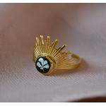 Złote pierścionki damskie ręcznie robione z motywem kwiatów w stylu art deco stalowe 