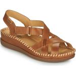 Przecenione Brązowe Sandały skórzane damskie na lato marki Pikolinos w rozmiarze 37 - wysokość obcasa od 3cm do 5cm 