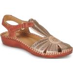 Przecenione Brązowe Sandały skórzane damskie na lato marki Pikolinos w rozmiarze 38 - wysokość obcasa od 3cm do 5cm 