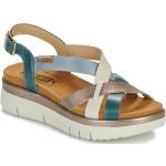 Przecenione Niebieskie Sandały skórzane damskie na lato marki Pikolinos w rozmiarze 38 - wysokość obcasa od 3cm do 5cm 