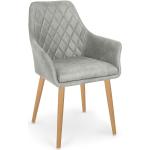 Popielate Krzesła z podłokietnikami tapicerowane pikowane ze skóry syntetycznej marki ELIOR 