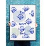 Niebieskie Plakaty graficzne z motywem ryb 