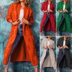 Pomarańczowe Płaszcze zimowe damskie z długimi rękawami gładkie bawełniane w rozmiarze XL 