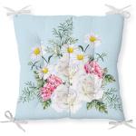 Przecenione Niebieskie Poduszki na krzesła z motywem kwiatów z dodatkiem bawełny w rozmiarze 40x40 