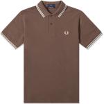 Brązowe Koszulki polo haftowane marki Fred Perry w rozmiarze XL 