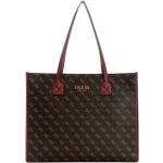 Brązowe Shopper bags damskie eleganckie syntetyczne marki Guess 