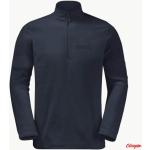 Przecenione Granatowe Oddychające Bluzy z kołnierzem męskie zatwierdzone przez Bluesign z długimi rękawami polarowe marki Jack Wolfskin w rozmiarze M 