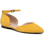 Przecenione Żółte Półbuty skórzane damskie z zamszu marki Gino Rossi w rozmiarze 36 