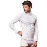 Białe Swetery półgolfy męskie z długimi rękawami gładkie z mikrofibry z dekoltem typu półgolf marki luigi di focenza w rozmiarze XL 