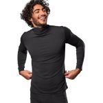 Czarne Swetery półgolfy męskie z długimi rękawami gładkie z mikrofibry z dekoltem typu półgolf marki luigi di focenza w rozmiarze XL 