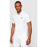 Przecenione Białe Koszulki polo męskie z krótkimi rękawami marki Emporio Armani 