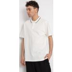 Przecenione Białe Koszulki polo męskie z krótkimi rękawami haftowane bawełniane marki Element w rozmiarze XL 