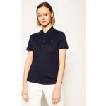 Przecenione Granatowe Koszulki polo damskie z krótkimi rękawami marki Lacoste w rozmiarze S 