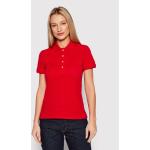 Przecenione Czerwone Koszulki polo damskie z krótkimi rękawami marki Lacoste w rozmiarze M 