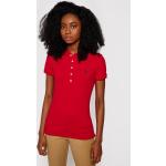 Przecenione Czerwone Koszulki polo damskie z krótkimi rękawami marki POLO RALPH LAUREN Big & Tall w rozmiarze S 