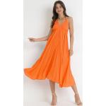 Przecenione Pomarańczowe Sukienki wiązane na szyi damskie z wiskozy w rozmiarze M 