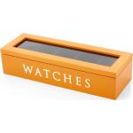 Pomarańczowe drewniane pudełko na zegarki - 5 zegarków