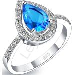 posrebrzany pierścionek damski z niebieskim oczkiem, 925