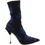 Czarne Botki skórzane w stylu vintage z tkaniny marki Dolce & Gabbana w rozmiarze 36,5 