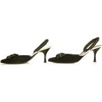 Czarne Sandały na obcasie damskie w stylu vintage z zamszu na lato marki Ferragamo w rozmiarze 42,5 - wysokość obcasa od 7cm do 9cm 